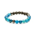 Negative ion bracelet made with Black Onyx, Si Bin, and magnetic beads for grounding, protection, and energy balance.